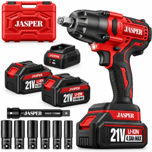 21-Volt Max 740 ft-lbs Brushless 1/2-in Drive Cordless Impact Wrench Kit with Two 4Ah Batteries Charger and 6 Sockets