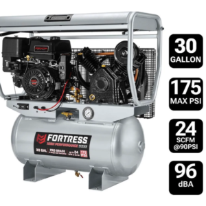 FORTRESS 30 Gallon, 175 PSI High Performance Gas Truck Bed Jobsite Air Compressor