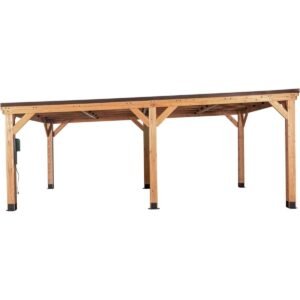 Backyard Discovery Kingsport 20′ x 20′ Cedar Wood Carport with Steel Roof