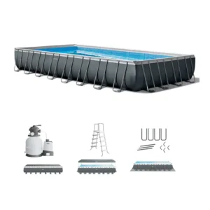 Intex 32′ x 16′ x 52″ Rectangular Ultra XTR Frame Above Ground Swimming Pool Set – 32 ft x 16 ft x 52 in