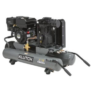 Klutch 9-Gallon Wheelbarrow Air Compressor, 6.5 HP, 11 CFM @ 40 PSI, 10 CFM @ 90 PSI, 135 Max. PSI